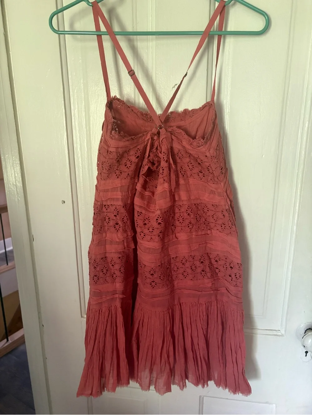 Free people women’s  Coral Lace Tiered Sundress Strappy Summer Dress size small
